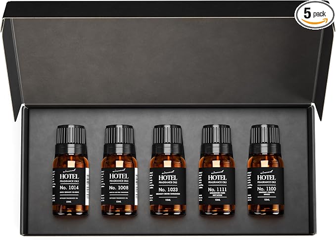 AirScent Hotel Diffuser Oil Gift Set - Buyers Best Picks 5 Pack - 10 mL | Fragrance Oil Sampler Set - Inspired by the Baccarat NYC, My Way and Capri Brezza and other Hotel Scent Samples