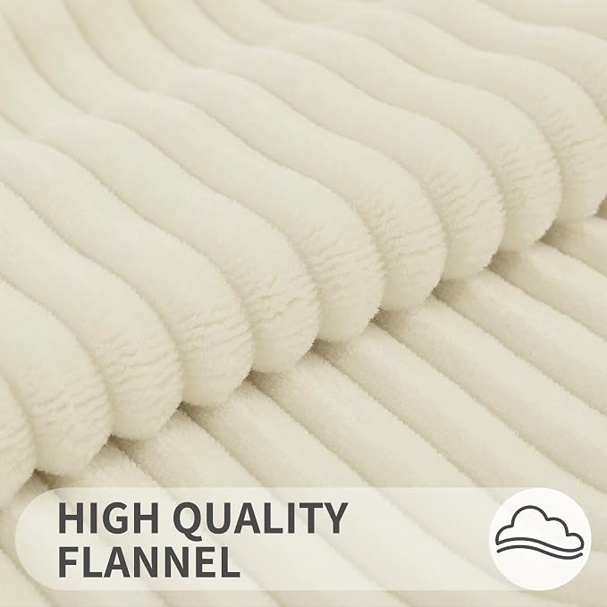 Simmore Decorative Fall Throw Pillow Covers 20x20 Set of 2, Soft Natural Plush Flannel Double-Sided Fluffy Couch Pillow Covers for Sofa Living Room, Beige