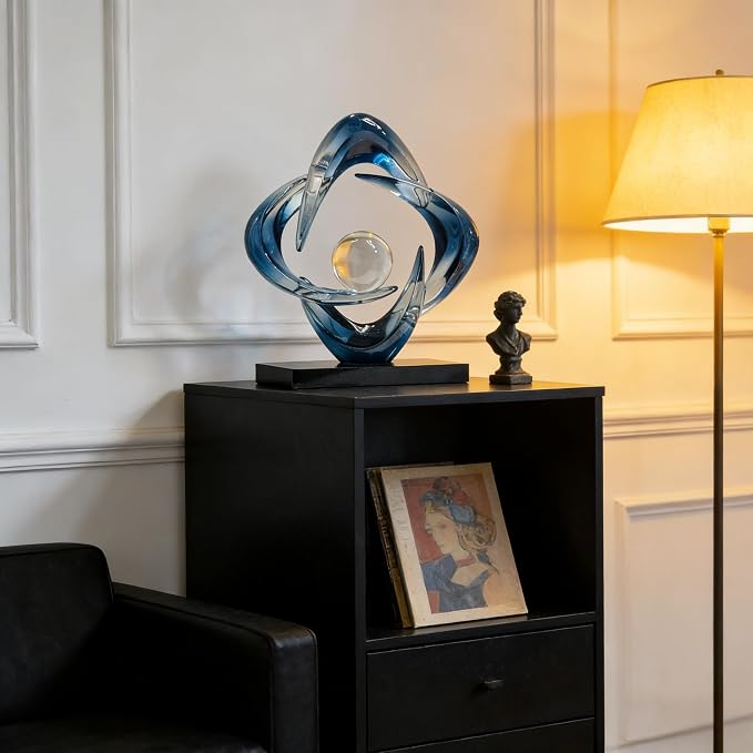 AWNR Gold Abstract Sculpture House Decor Aesthetic - Home Décor Accents for Nightstand, Shelves, Dining Room, Entryway Table, Office, Desk Accessories (Blue c)