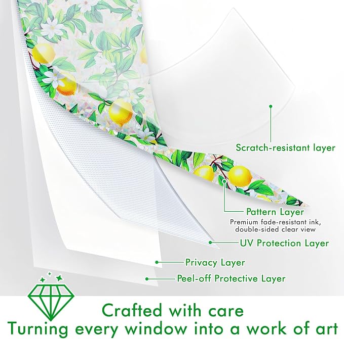 SOMWISE Rainbow Window Privacy Film,Heat Control,UV Blocking,Anti-Glare,Day & Night Privacy Protection & Decoration for Home, Bathroom,Glass Door,Static Cling,Renter-Friendly with Installation Tools