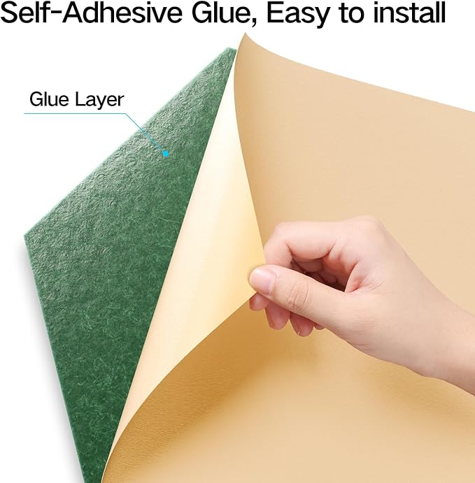 12 Pack Self-Adhesive Acoustic Panels 12" X 10" X 0.4" - Sound Proof Foam Panels with High Density, Hexagonal Design, Flame Resistant, Absorb Noise and Eliminate Echoes(Muted Green)