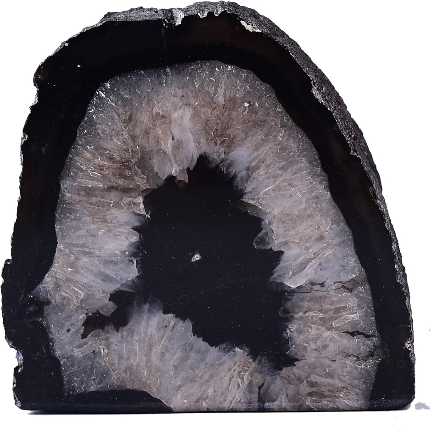 AMOYSTONE Agate Candle Holder Multi-Functional Décor 1-1.5lb Pillar Candles & Makeup Brush Storage | Irregular Half-Cut Design | Meditation Desk Accent | Spiritual Starter Gift