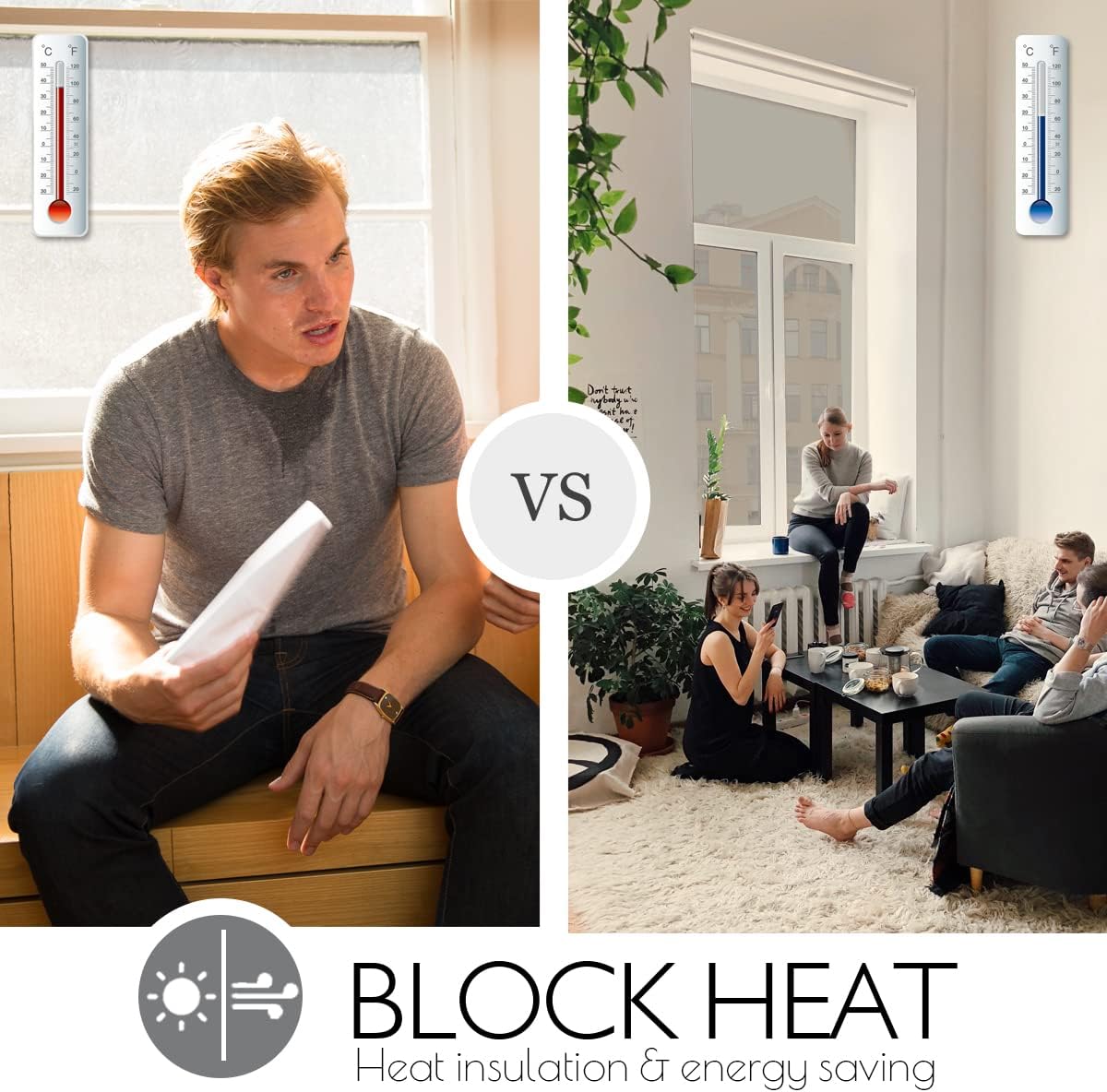 HIDBEA One Way Window Film Daytime Privacy, Heat Control UV Blocking Reflective Mirror Window Tint for Home, Non-Adhesive Self Static Cling Window Stickers (Blue-Silver, 35.4 Inch x 8.2 Feet)