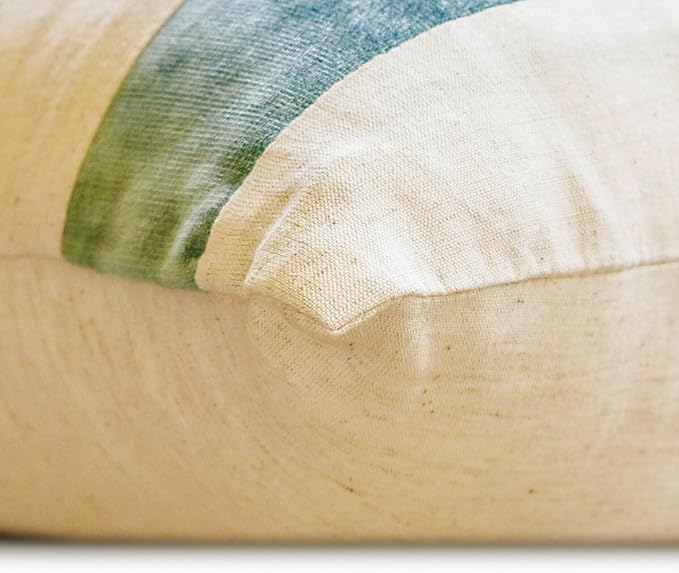 The HomeCentric Decorative Throw Pillow Cover Blue Pack of 2, 18"x18" (45x45 cm) Velvet Striped and Linen Cushion Covers for Couches and Sofas, Patchwork Modern Cushion Cover Style - Velvet Band Ice
