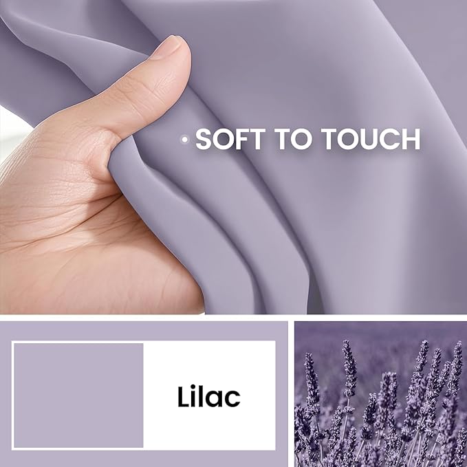 COSVIYA 100% Blackout Curtains for Bedroom with Black Liner, Full Light Blocking Thermal Insulated Grommet Window Treatment 96 Inches Length, Lilac, 2 Panels