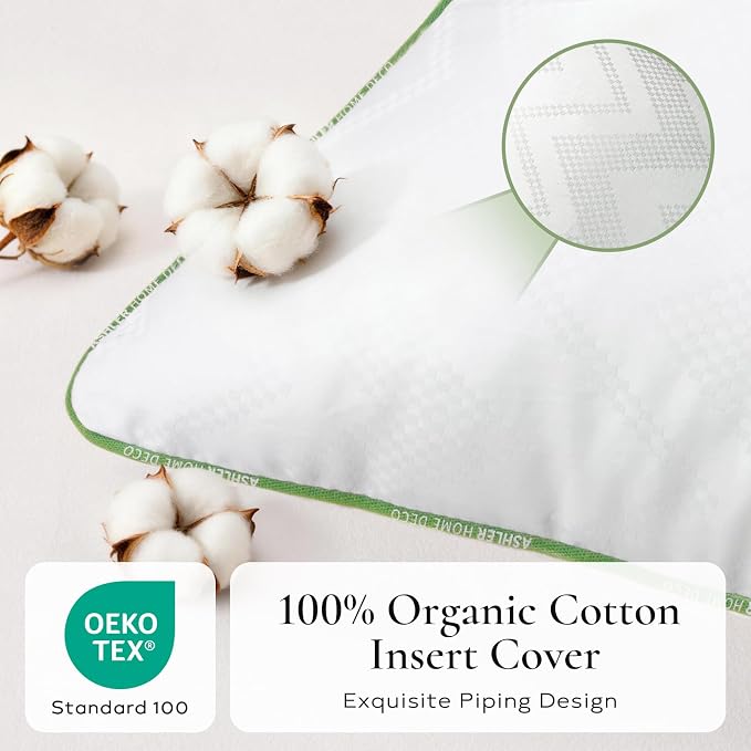 Ashler 24x24 Pillows Insert (Set of 4) - Throw Pillow Inserts with 100% Cotton Cover - 24 Inch Square Interior Sofa Stuffer Pillow Inserts -Decorative White Couch Pillow