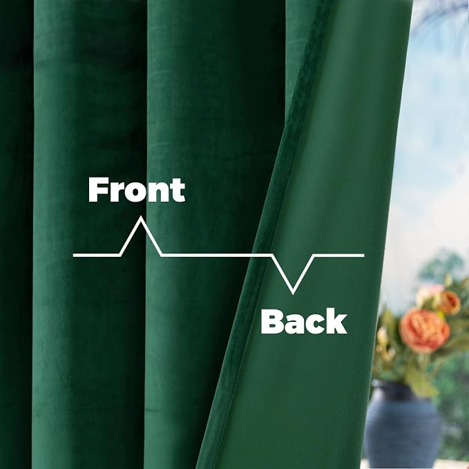 BGment Emerald Velvet Curtains 72 Inch Length 2 Panels for Bedroom, Blackout Thermal Insulated Room Darkening Curtains Panels with Back Tab and Rod Pocket for Christmas/Living Room, 52 x 72 Inch
