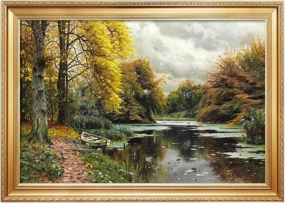 DECORARTS - River Landscape 1903, Peder Mork Monsted Classic Art Reproductions. Giclee Prints& Museum Quality Framed Art for Wall Decor. Total Framed Size: 34.75 x 24.75in. Made in USA