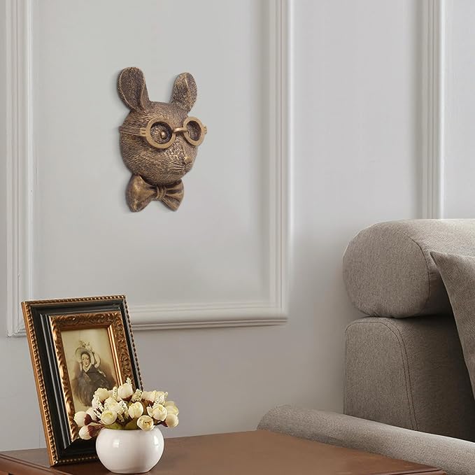 UITWMKTG Gold Animal Head Wall Decor Wall Sculpture Home Decor Statue for Living Room Office Bedroom Modern Decor for Men Women Rat