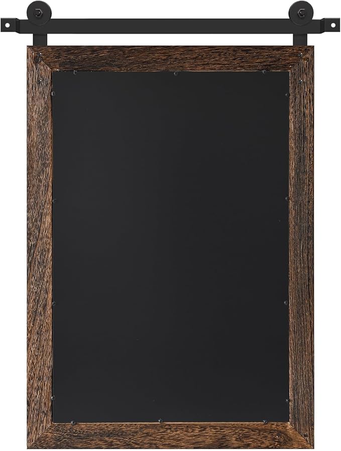 COGOOD Farmhouse Barn Door Mirror - 22" x 30" Rustic Wood Framed Wall Mirror for Bathroom, Living Room, Entryway Wall Decor (Black Brown)