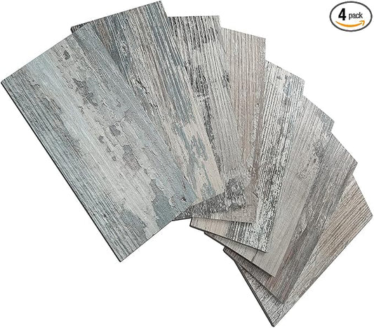 AULIGET 4 Pieces Peel and Stick Backsplash PVC Tile, 3" x 6" Rustic Wood Brick Stick on Tiles