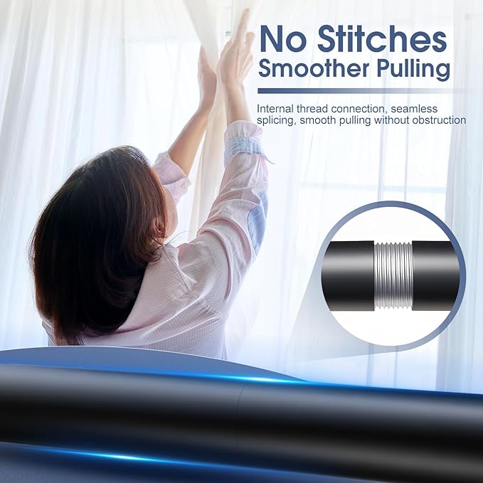 Curtain Rods for Windows, 1 Inch Black Curtain Rod Set, Heavy Duty Drapery Rods with Adjustable Curtain Rods, Outdoor Modern Curtain Rod with Simple End Caps (Black, 30"-120" 2 Pack)