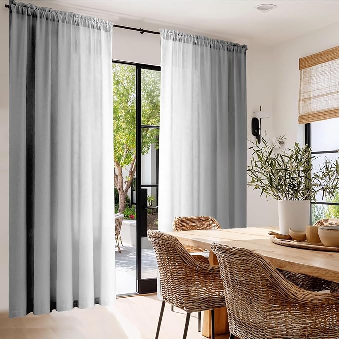 Grey and Grayish White Curtains for Living Room 84 Inch Length Ombre Curtains 2 Panel Bedroom Gray Curtains Rod Pocket Light Filtering Window Curtain Modern Gradient Drapes