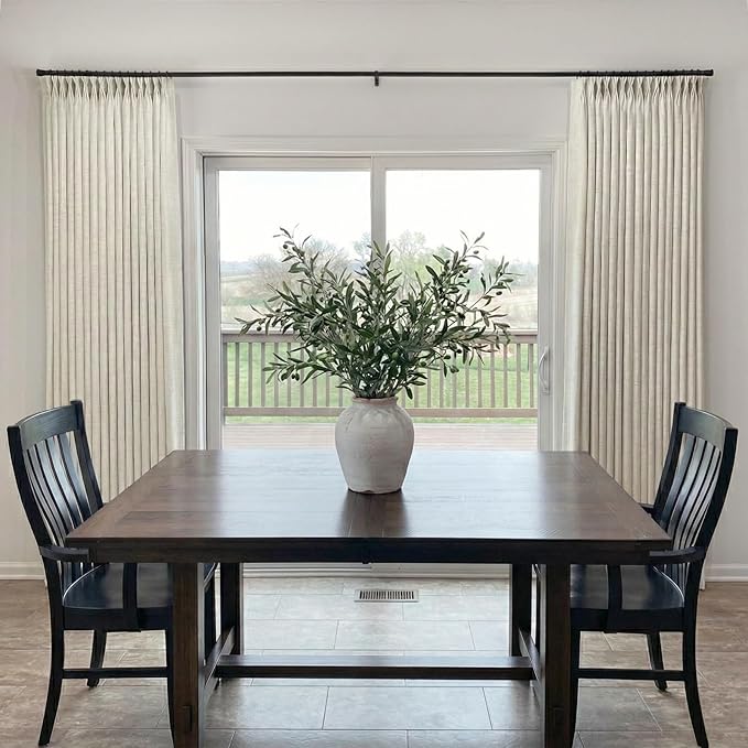 CAPALOCA Pinch Pleated Curtains for Sliding Glass Doors, Linen Blackout Sliding Door Curtains 90 inches Long for Bedroom,Pinch Pleated Drapes for Living Room, 60" W x 90" L (Pack of 1), Natural