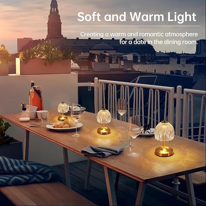 Shenmoyl Tulip Small Table Lamp, 5200mAh Cordless Touch Control Mini Table Lamp with 3 Color Temps & Stepless Dimming, Perfect for Small Spaces like Dressers, Bedsides, Bookshelves (Transparent Tulip)