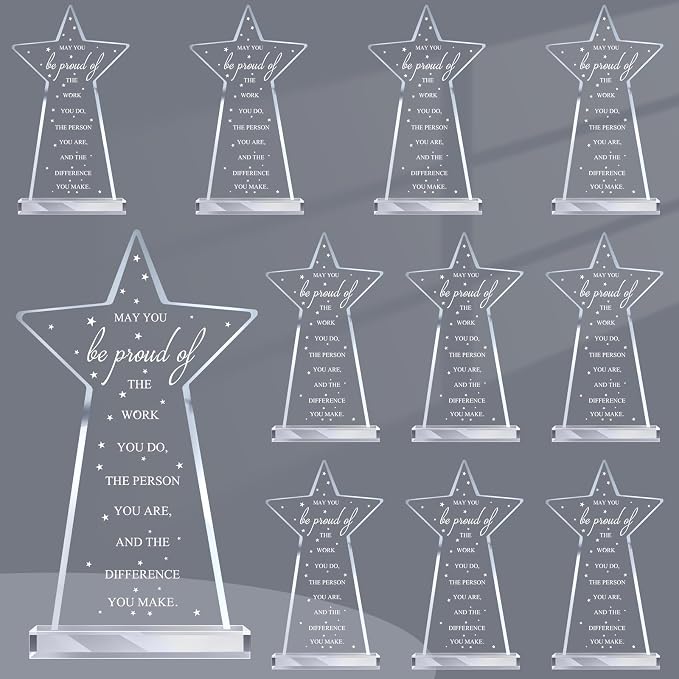 Bucherry 10 Pcs Employee Appreciation Awards for Coworker Acrylic Thank You Trophy May You Be Proud of The Work You Do Sign Prizes Retirement Goodbye Farewell Gift for Women Men(Classic)