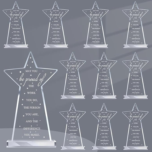 Bucherry 10 Pcs Employee Appreciation Awards for Coworker Acrylic Thank You Trophy May You Be Proud of The Work You Do Sign Prizes Retirement Goodbye Farewell Gift for Women Men(Classic)