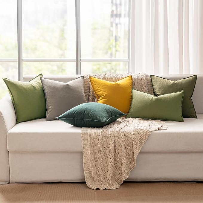 MIULEE Pack of 2 Decorative Linen Pillow Covers 20x20 Inch Sage Green | Spring Boho Farmhouse Modern Soft Accent Throw Pillows Neutral Cushion Covers for Sofa Couch Bed Living Room Home Decor