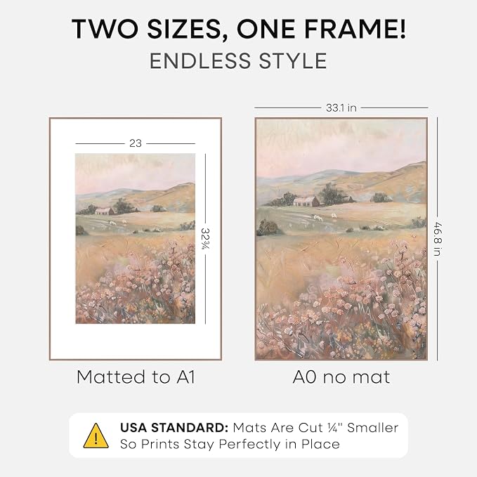 Homeforia A0 Poster Frame Mocha, High End Metal 33.1 x 46.8 inches Large Picture Frames with Mat 23.4 x 33.1 for Photo, A0 Size Frames Matted to A1 Print, 33.1x46.8 Thin Frame, Tempered Glass, Set of 1