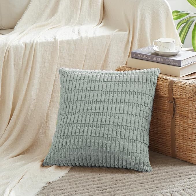 Fancy Homi 4 Packs Decorative Throw Pillow Covers for Living Room Couch Bed, Modern Farmhouse Boho Home Décor Accent Cushion Case, 26" x 26", Grey Blue