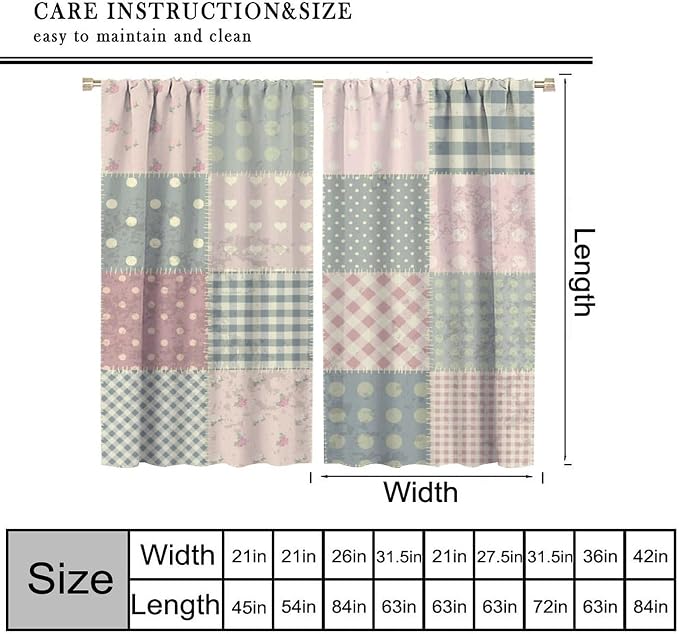 Vintage Boho Floral Blackout Curtains Antique Chic Authentic Patchwork Print Window Drapes for Bedroom Living Room Kitchen Cafe （W36xL63 Inch） x2 Panels