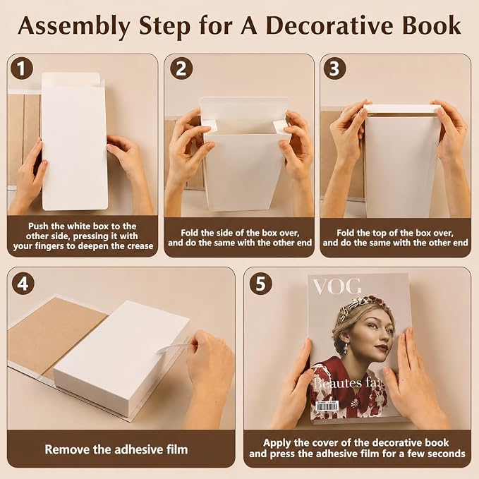 Luxe Style 6-Piece Faux Books for Home Decor, Decorative Faux Book Boxes for Coffee Table Styling, Aesthetic Living Room, Bookshelf, Bedroom & Office Decor