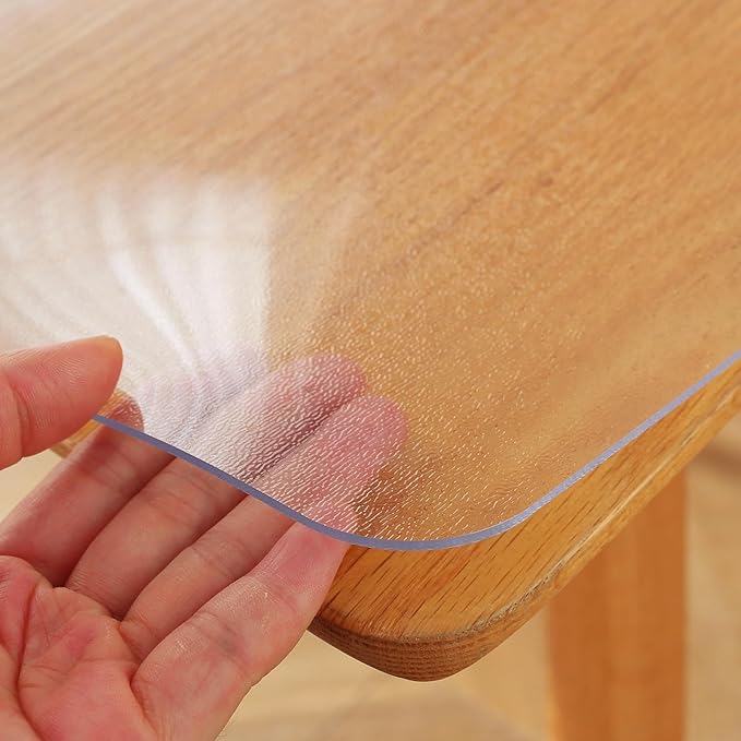 Frosted Clear Table Protector 40 x 90 Inch, 1.5mm Thick Plastic Table Cover, Waterproof PVC Clear Table Cover Protector, Desk Protector Mat, Writing Desk Pad for Desktop, Coffee & Dining Room Table