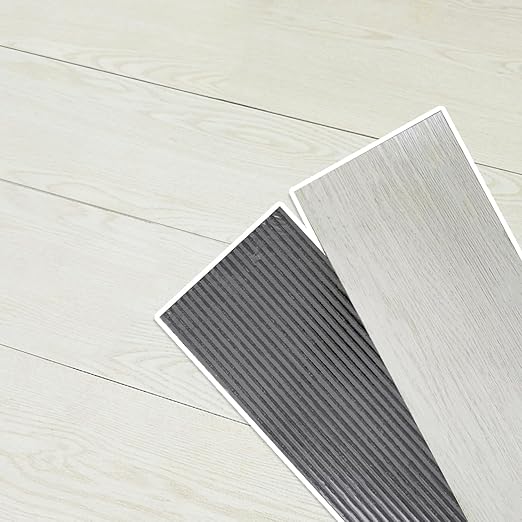 Peel and Stick Floor Tile Natural Wood Grain Appearance Self Adhesive Waterproof Fire Prevention and Scratch Prevention Suitable for Kitchen Bedroom Office (French Grey, 36PCS)