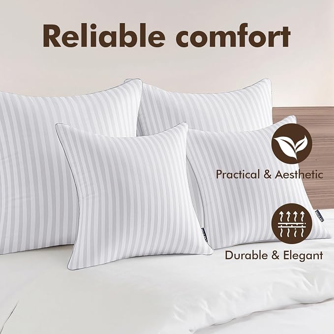 MIULEE 20x20 Pillow Inserts, Firm and Fluffy Decorative Throw Pillows for Couch Sofa Bed, Down Alternative with 100% Cotton Cover Pack of 4