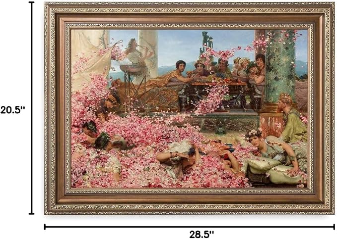 DECORARTS - The Roses of Heliogabalus by Lawrence Alma-Tadema. Oil Painting Reproduction, Giclee Print on Canvas. Ready to Hang, Wall Art for Home and Office Decor. Total Size w/Frame: 28.75x20.75