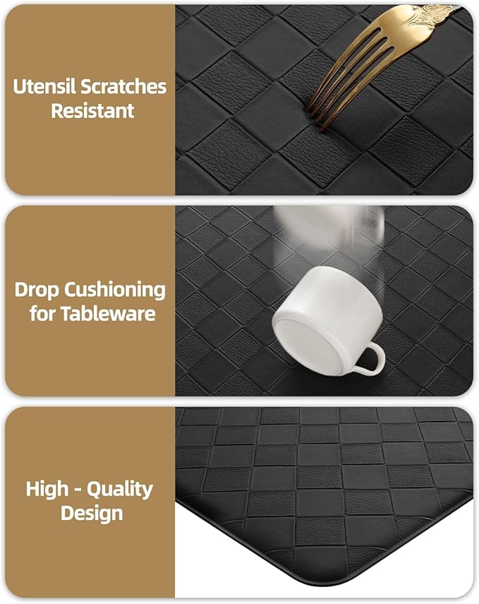 Color&Geometry Extra Wide Kitchen Mats Set 24x59+24x94, Anti Fatigue Cushioned Floor Mat, Waterproof Easy Clean Non Slip Runner for Sink Comfort Standing, Black
