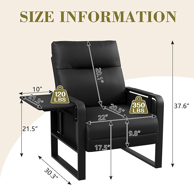 Black PU Leather Accent Chairs Set of 2 with Foldable Side Table | Modern Upholstered Armchair Leisure Side Chairs for Living Room Bedroom Comfy Reading Chair Office Club Chair with Metal Legs