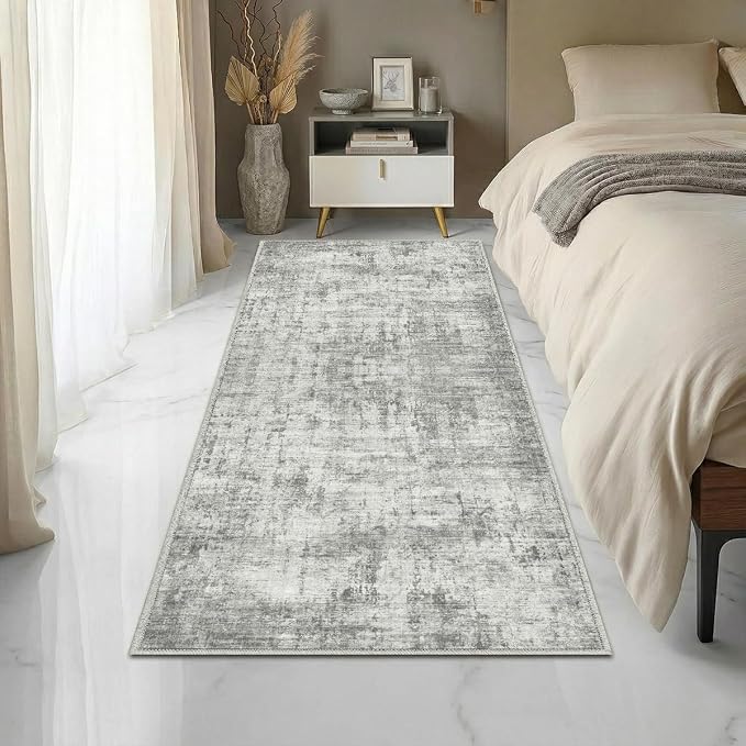 2x6 Rug for Entryway Hallway-No Slip Soft Carpets Modern Abstract Indoor Floor Stain Resistant Carpet for Bedroom Dining Room Farmhouse Nursery Home Office Grey