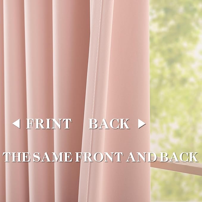 DONREN Baby Pink Pinch Pleated Blackout Curtains with Hooks - 100 inch Length Room Darkening Thermal Insulated Window Curtain Panels for Living Room Bedroom 2 Panel 40" Wx100 L