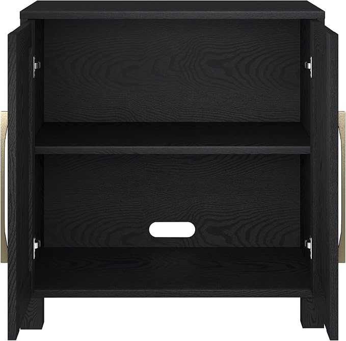 Henn&Hart 28" Wooden Accent Cabinet, Modern Sideboard Buffet Cabinet with 2 Doors and an Adjustable Shelf for Living Room, Dining Room, Bedroom or Entryway, Natural Black