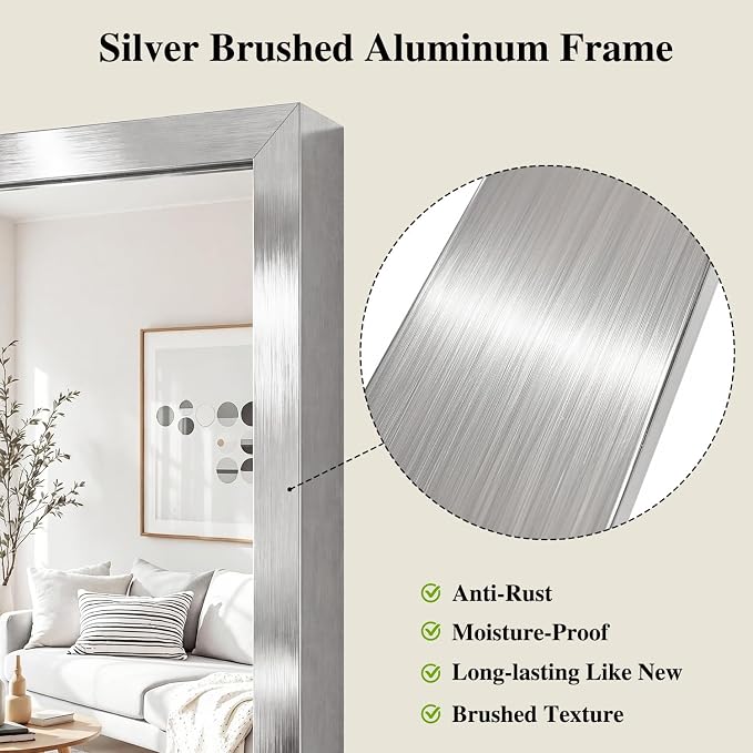 Koonmi Silver Rectangle Wall Mirror, 24x32 Inch Bathroom Mirror, Aluminum Frame Vanity Mirror for Entryway, Living Room, Bedroom Bathroom, Hangs Horizontally or Vertically