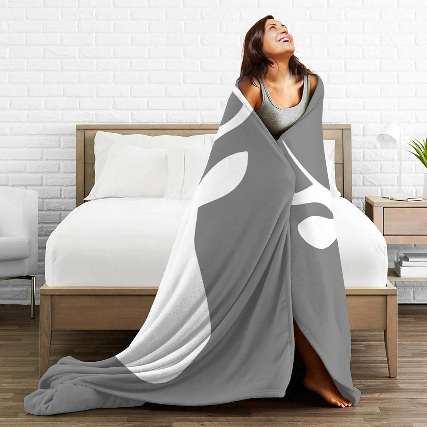 HGOD DESIGNS Deer Flannel Fleece Bed Blanket 40 x 50 inch Woodland Deer Head Throw Blanket Lightweight Cozy Plush Blanket for Bedroom Living Rooms Sofa Couch