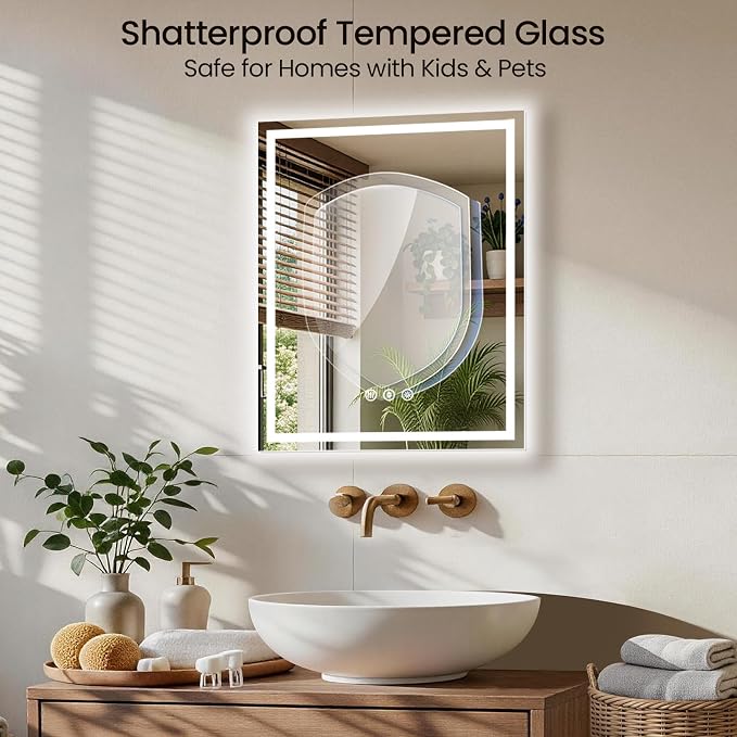 30X36 LED Bathroom Mirror with Lights, Anti-Fog, Backlit + Front Lit, Lighted Bathroom Vanity Mirror for Wall, Memory Function, Dimmable, Tempered Glass, Shatter-Proof