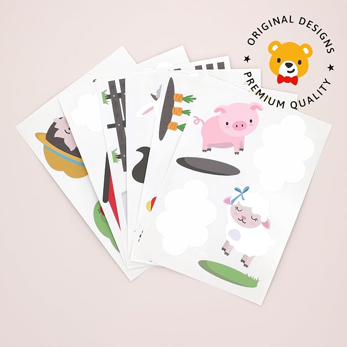 Removable Wall Decals for Kids Room – Peel and Stick Wall Stickers for Girls & Boys Bedroom, Playroom & Nursery – Easy to Apply Wall Decor - Farm Stickers for Kids