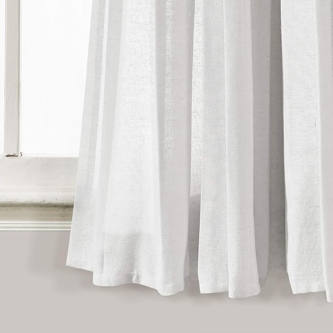 Lush Decor Linen Button Window Curtain Panel, Single, 40" W x 63" L, Blush & Off White - Country Curtains - Rustic Decor - Color Block Modern Farmhouse Curtains For Living Room, Bedroom & Dining Room