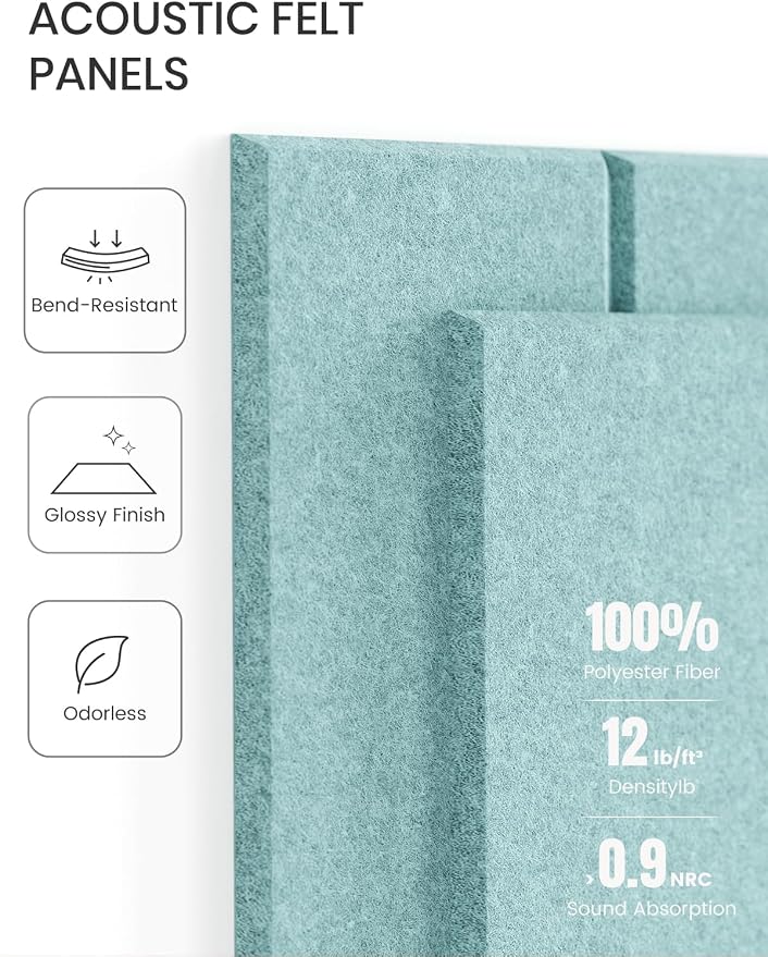 Fluxynara Large Felt Bulletin Board 36"x24" Cork Board Alternative - 6 Pack with 32 Safe Removable Adhesive Tabs, Cork Boards for Walls for Home Office Classroom Pin Board-Teal Blue