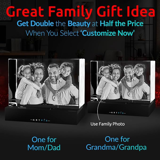 ArtPix 3D Premium Crystal Photo, Personalized Gifts for Women, Wife, Mom, Her, Him, Men, Great Customized Gift With Your Own Photo - Anniversary, Wedding, Birthday