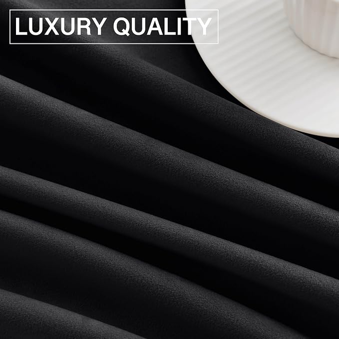 StangH Velvet Curtains 63 inch Length - Rod Pocket Blackout Super Soft Thick Energy Smart Drapes Insulating Summer Hot & Winter Chill for Kitchen/Office Blinds, Black, W52 x L63 inches, 2 Pcs