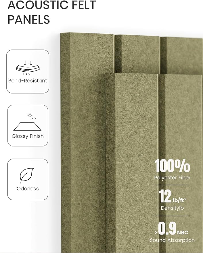 Fluxynara Large Felt Bulletin Board 48" x 36" Cork Board Alternative - 6 Pack with 32 Safe Removable Adhesive Tabs, Cork Boards for Walls Cork Board for Home Office Classroom Pin Board -Olive Green