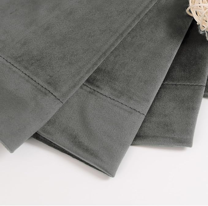 BGment Grey Velvet Curtains 96 Inches for Living Room, Thermal Insulated Blackout Curtains Room Darkening Drapes with Back Tab and Rod Pocket for French Door, Set of 2 Panels, 52 x 96 Inch