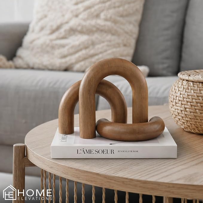 Wooden Arch Decor Set of 3, Scandinavian Japandi Wood Decorative Objects | Japandi Home Decor Accents, Coffee Tables, Bookshelves, Entryways, Console Decorations, Housewarming Gift