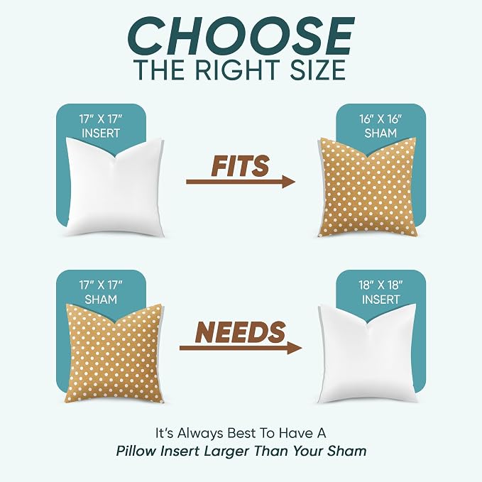 Pillowflex Synthetic Down Pillow Insert - 17x17 Down Alternative, Ultra Soft Throw Pillow,Couch Sham, Bed Sleeping Accent Pillow - 1 Decorative Accent Form