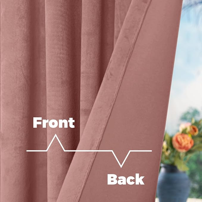BGment Dusty Rose Pink Velvet Curtains 84 inches Long for Living Room, Thermal Insulated Blackout Noise Reduce Back Tab and Rod Pocket Luxury Curtains for Bedroom, 2 Window Panels, 42 x 84 Inch