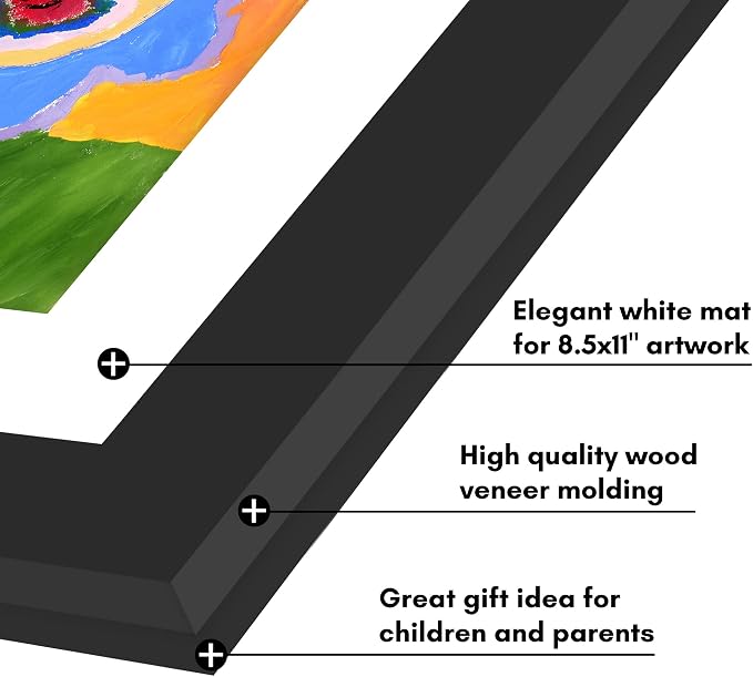 Americanflat - 4 Pack - Kids Artwork Frame Changeable (Black) - Magnetic Door Holds 100 Art Pieces - 8.5x11 Letter Size Display with Mat or 10x12.5 Without Mat - My Mini Masterpiece