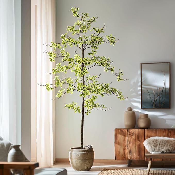 Erimda Faux Black Olive Tree 6ft, Faux Plants Indoor Large Tall Tree Artificial Shady Lady Tree with Natural Wood Trunk & Realistic Leaves, Fake Olive Plant for Home Office Indoor Decor